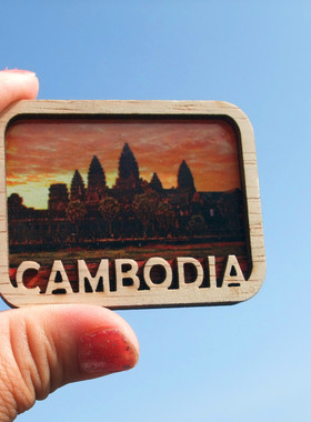 柬埔寨当地购买冰箱贴 CAMBODIA 木质双层 吴哥 多款