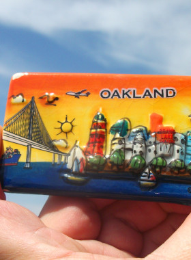 美国当地冰箱贴 陶瓷贴 卡通 手绘 OAKLAND SACRAMENTO