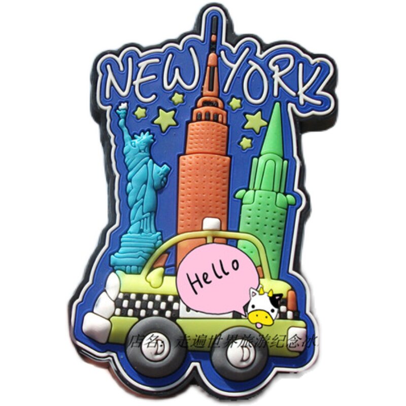 U.S.A. LOCAL F-MAGNET NEW YORK STATUE OF LIBERTY EMPIRE STATE BUILDING YELLOW CAB