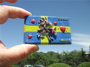 世界旅游纪念冰箱贴 瑞典 瑞典国旗上麋鹿 很特别 手信礼物SWEDEN