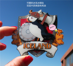 冰岛当地冰箱贴 ICELAND 冰岛国鸟海鹦鹉 维京人牛角帽  AKUREYRI