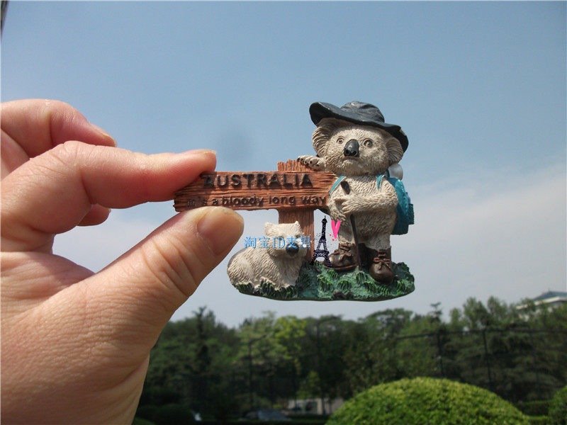 TRAVEL COMMEMORATIVE FRIDGE MAGNET AUSTRALIA AUSTRALIA BACKPACKING LITTLE KOALA SOUVENIR GIFT