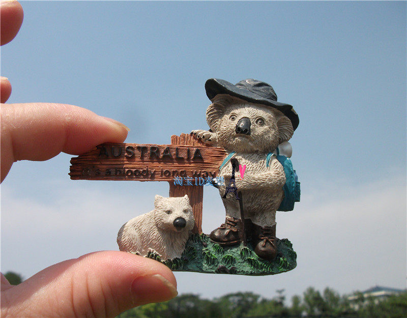 TRAVEL COMMEMORATIVE FRIDGE MAGNET AUSTRALIA AUSTRALIA BACKPACKING LITTLE KOALA SOUVENIR GIFT