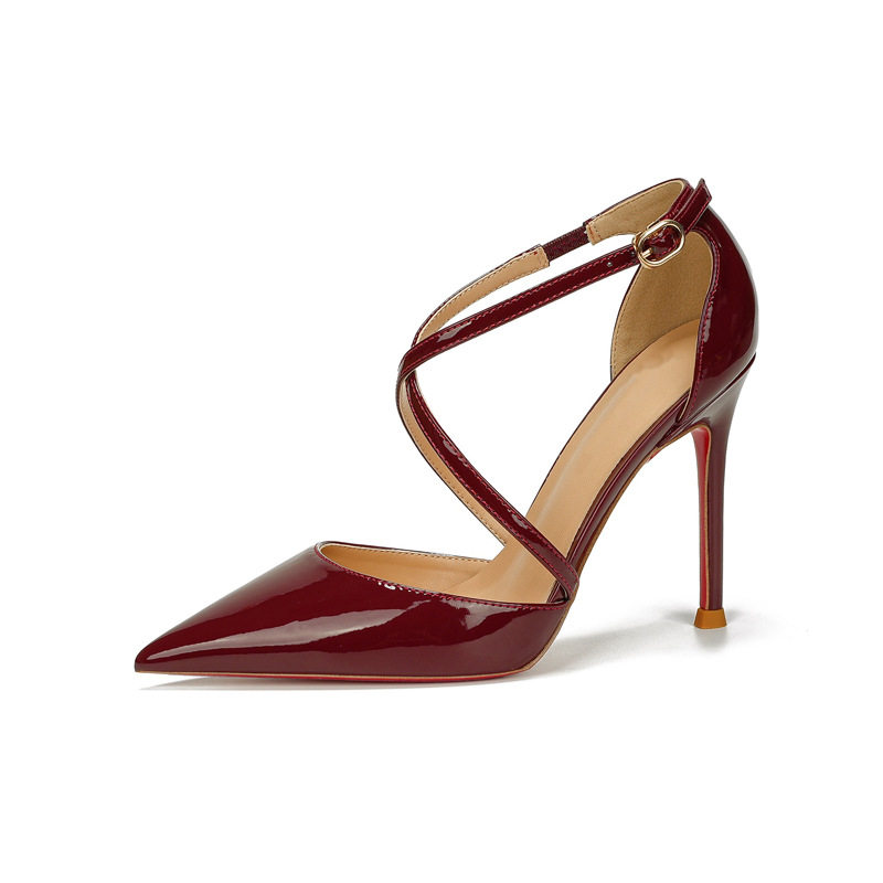 2025新款御姐红底百搭交叉带凉鞋职场白领包头镂空高级感设计单鞋,女鞋,时装凉鞋,淘宝优惠券,粉丝福利购,淘宝优惠卷