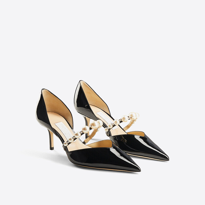 32码45法式珍珠中空高跟鞋2025新款一字带浅口尖头细跟气质单鞋女,女鞋,时装凉鞋,淘宝优惠券,粉丝福利购,淘宝优惠卷