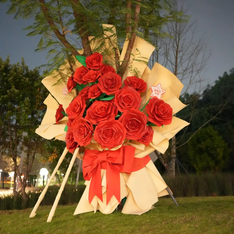 户外树上开花EVA玫瑰花巨型门头装饰防水网红地标打卡布置仿真花