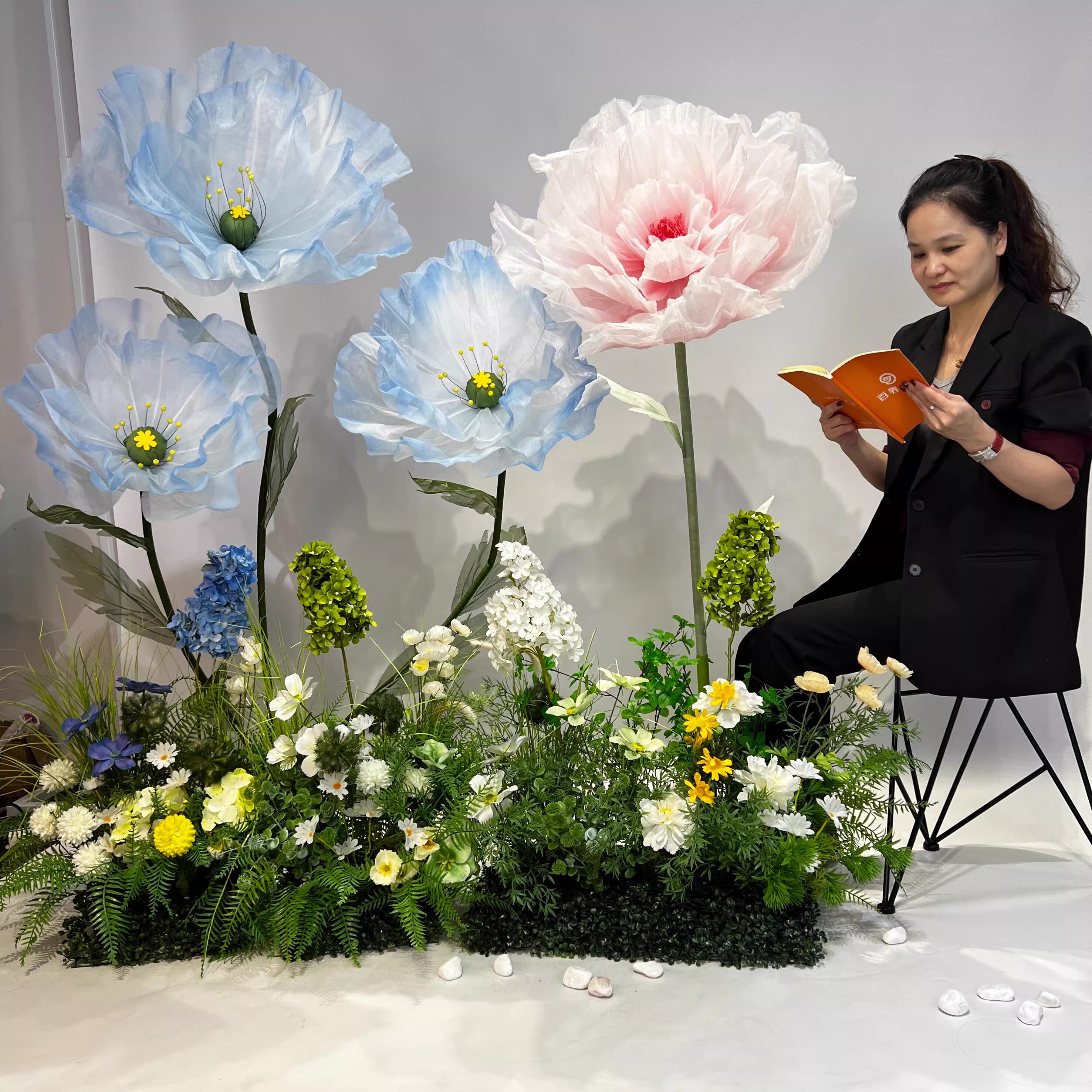巨型真丝仿真花婚庆美陈摆件