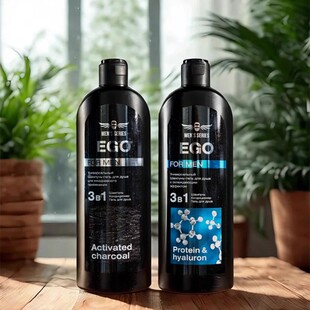 俄罗斯进口洗发露沐浴露二合一男士通用蛋白黑炭微斯娜春牌