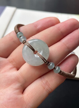 天然翡翠冰糯种平安扣手链纯手工编织玉饰手绳