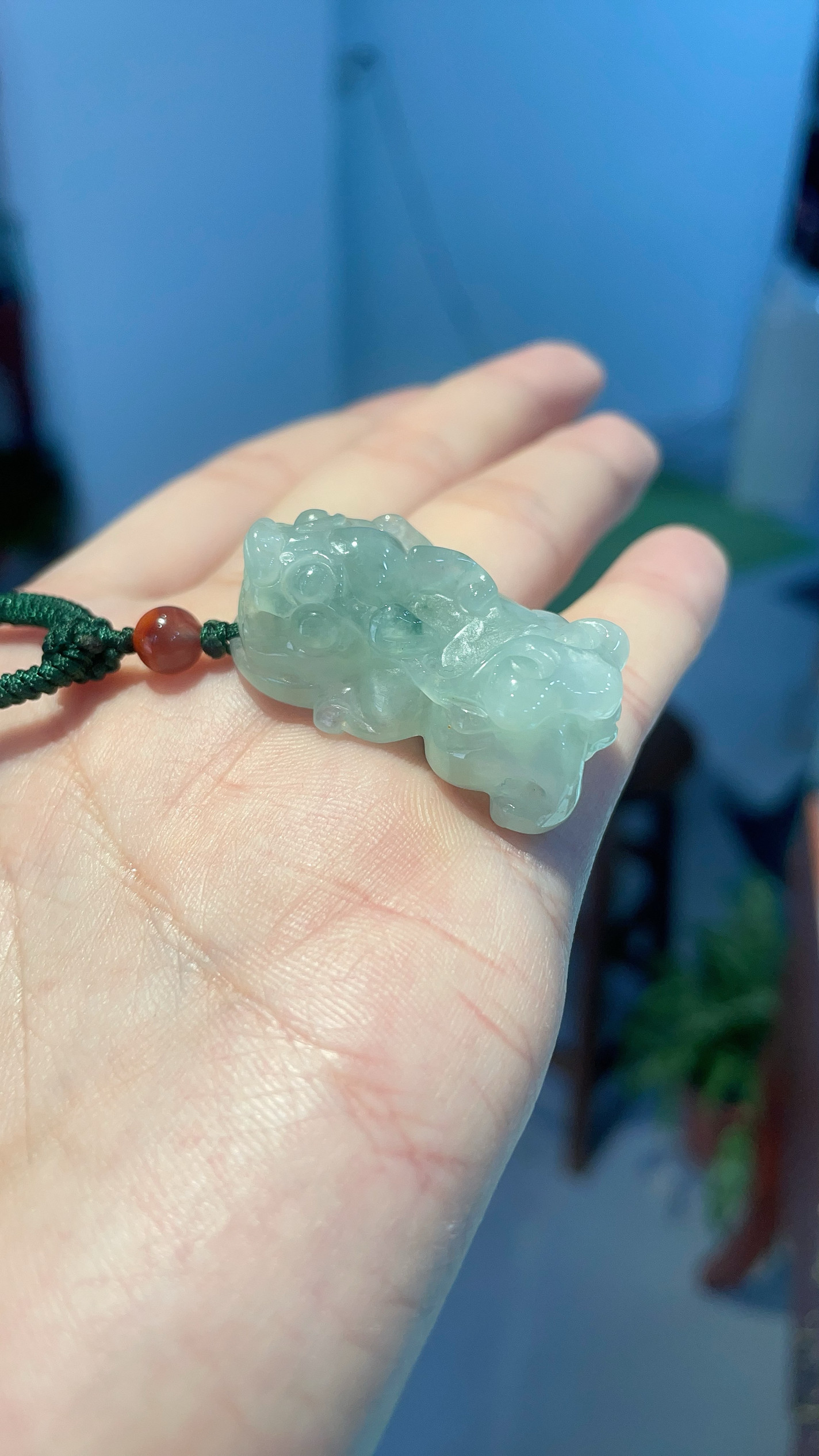 天然翡翠a货冰糯种油青飘花招财貔貅玉吊坠挂件男女款