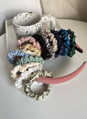 30姆米真丝1cm真丝皮筋6A桑蚕丝发绳扎头发饰不留痕头花不伤发圈