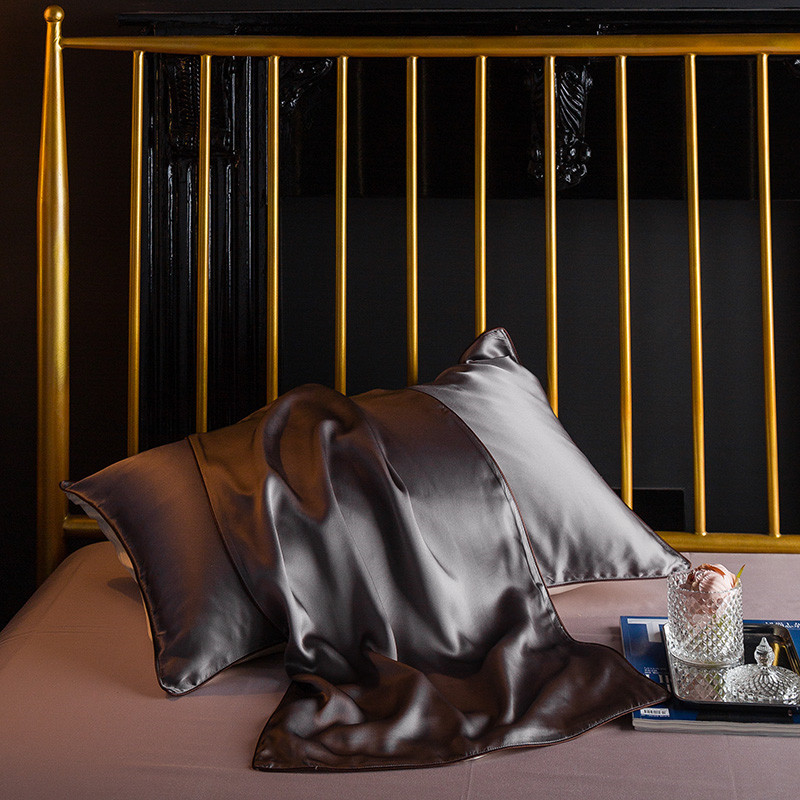 美容枕套纯色素色高端床上用品重磅加厚养肤100%纯真丝枕头套单只