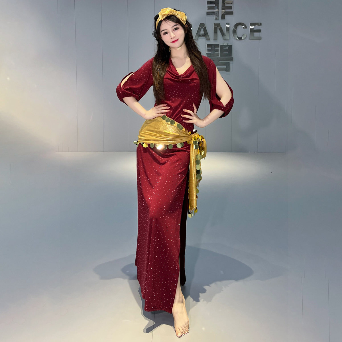 舞娘原创设计肚皮舞服装2023新款baladi练功服装表演出服民俗袍子