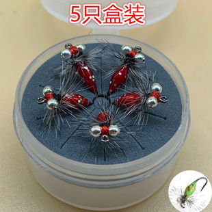 二代毒蚊飞蝇钩连格里菲斯蓑羽毛钩仿生路亚饵马口白条罗飞盒装