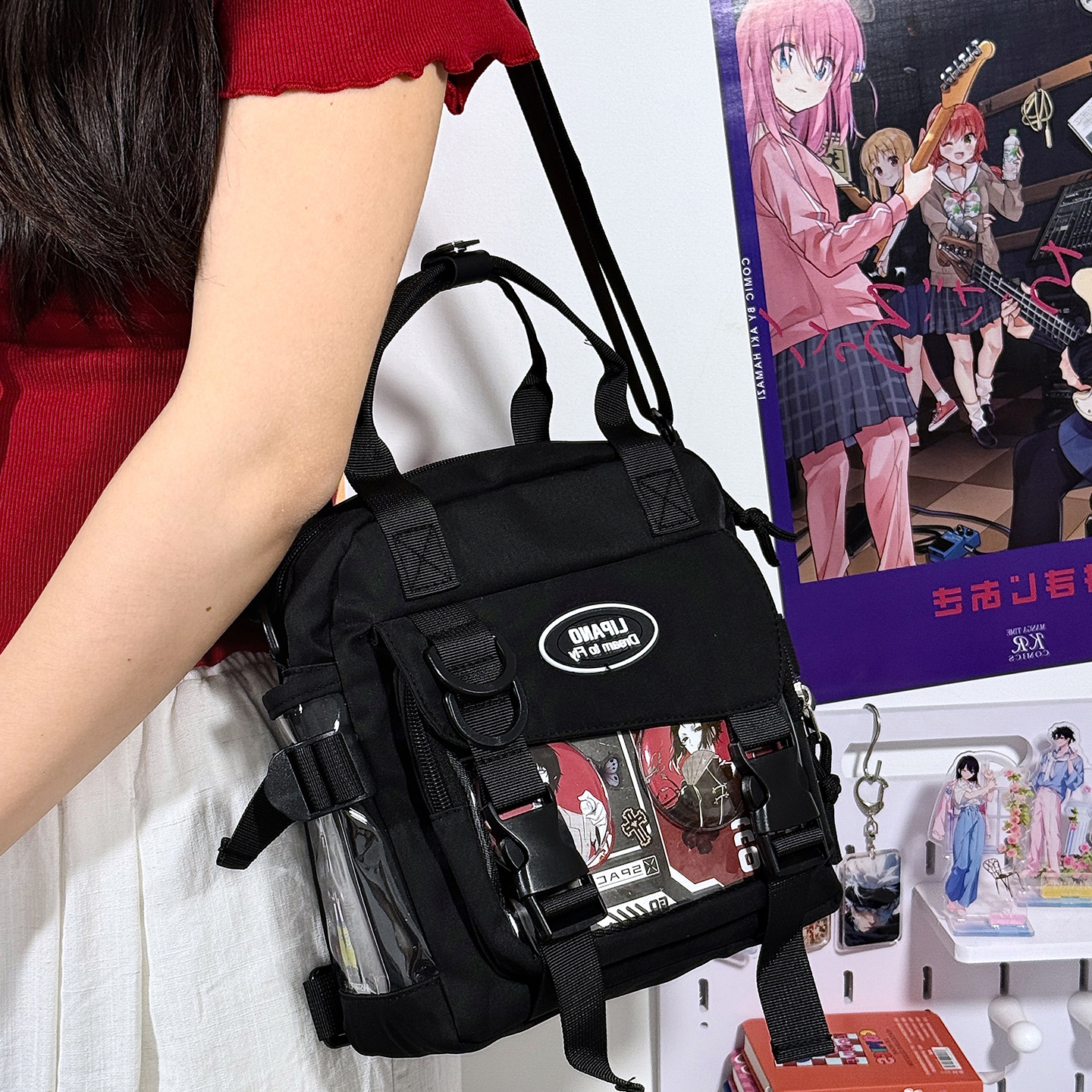 日系外出百搭小挎包日常痛包小食量韩版男女双肩透明包简约斜挎包