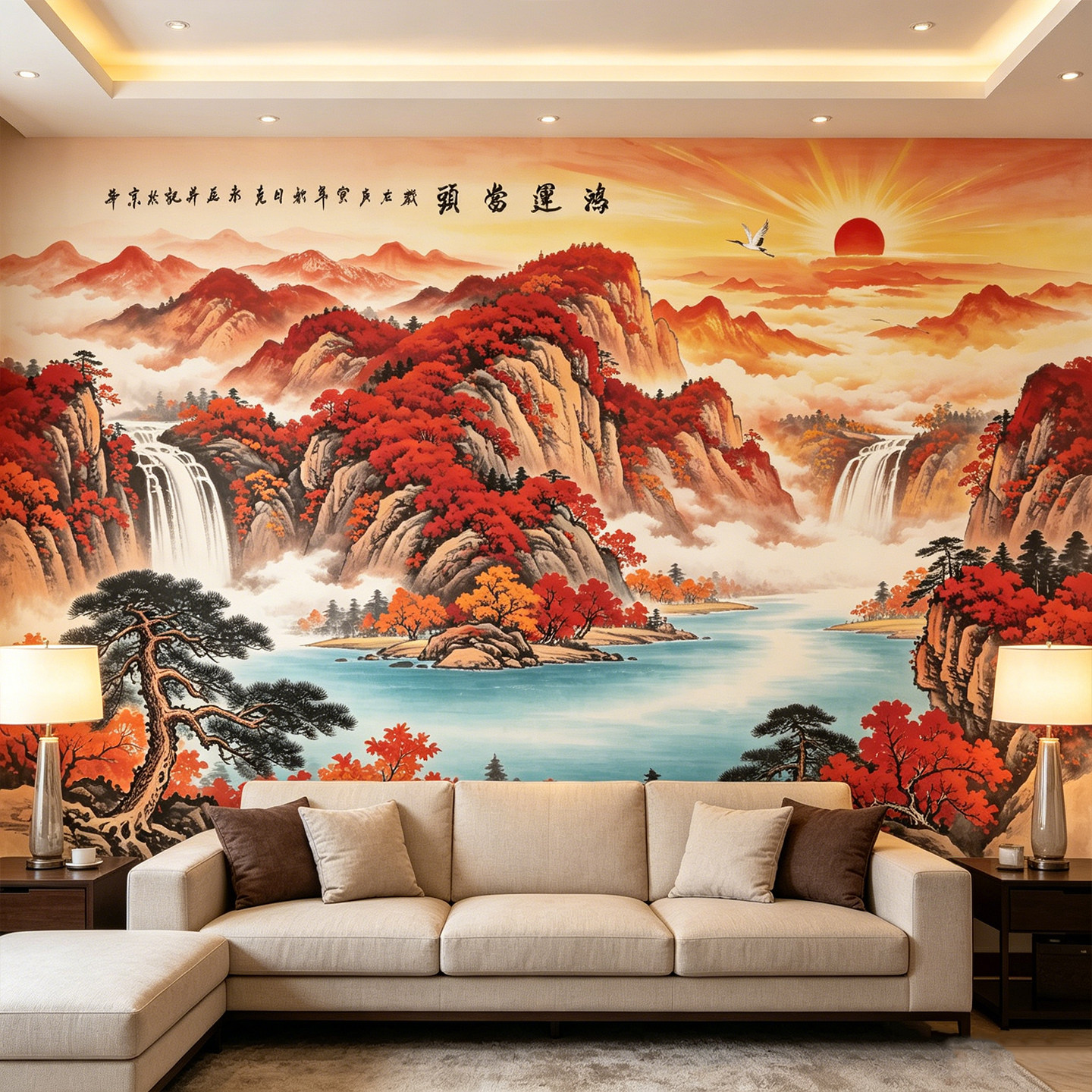 新中式鸿运当头山水自粘画客