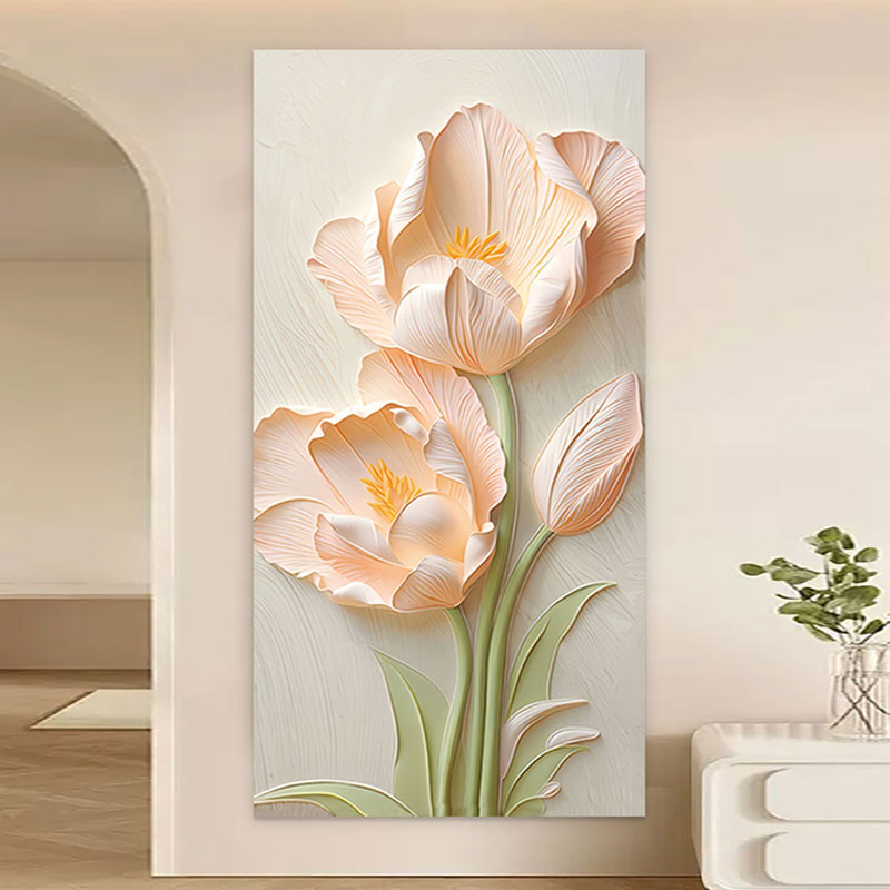 绿植花卉奶油风玄关装饰贴画