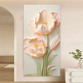 奶油风玄关装 饰贴画大气高级感入户贴纸自粘绿植花卉温馨门贴壁画