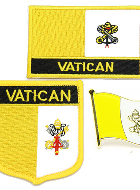 058 Vatican FLAG PIN PATCH 梵蒂冈国旗布贴 背胶熨烫刺绣臂章