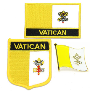 058 Vatican FLAG PIN PATCH 梵蒂冈国旗布贴 背胶熨烫刺绣臂章