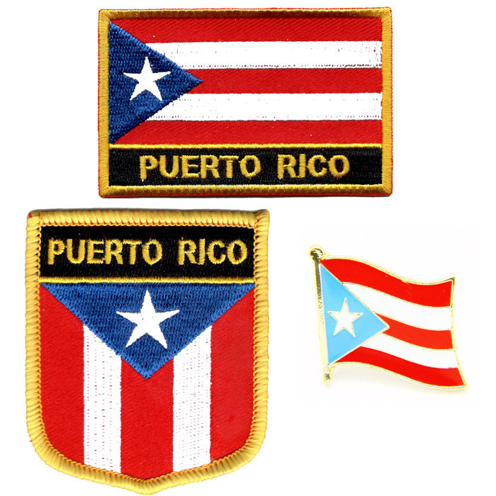 249 Puerto Rico flag pin patch 波多黎各 国旗布贴背胶臂章徽章