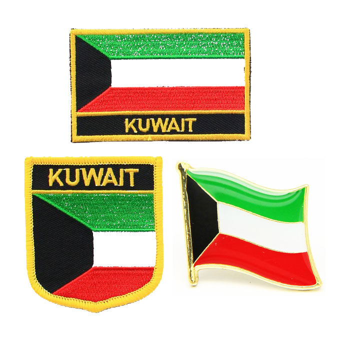 科威特国旗布贴熨烫刺绣徽章