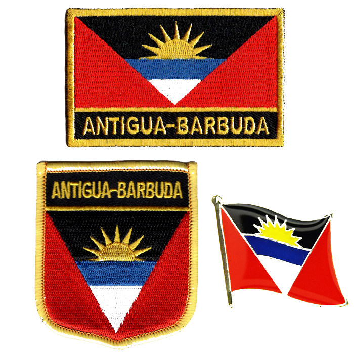 16 Antigua flag pin patch 安提瓜和巴布达国旗布贴徽章刺绣肩章