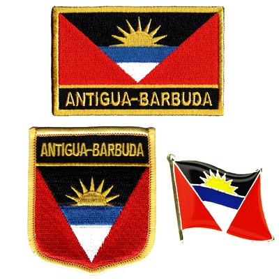 16 Antigua flag pin patch 安提瓜和巴布达国旗布贴徽章刺绣肩章