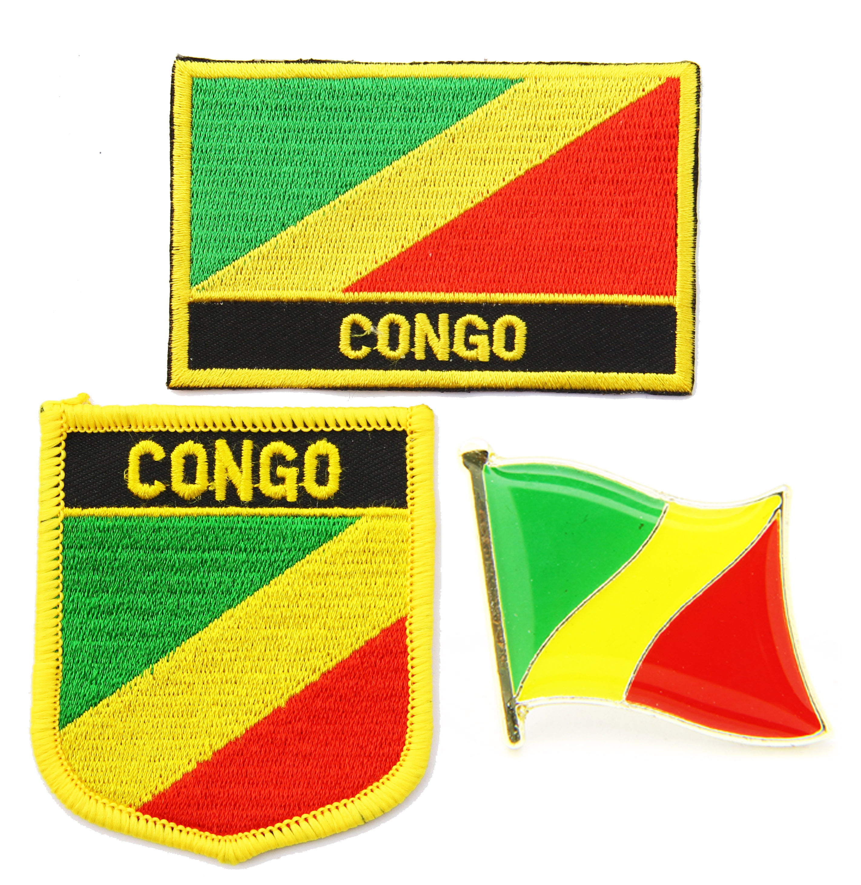 064 Congo flag pin patch 刚果国旗布贴徽章