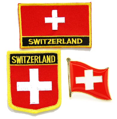 149-S Switzerland FLAG PIN PATCH 瑞士国旗布贴 臂章 徽章