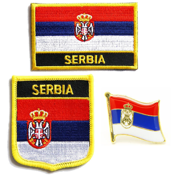 152 Serbia flag pin patch 塞尔维亚 国旗 布贴 背胶熨烫臂章