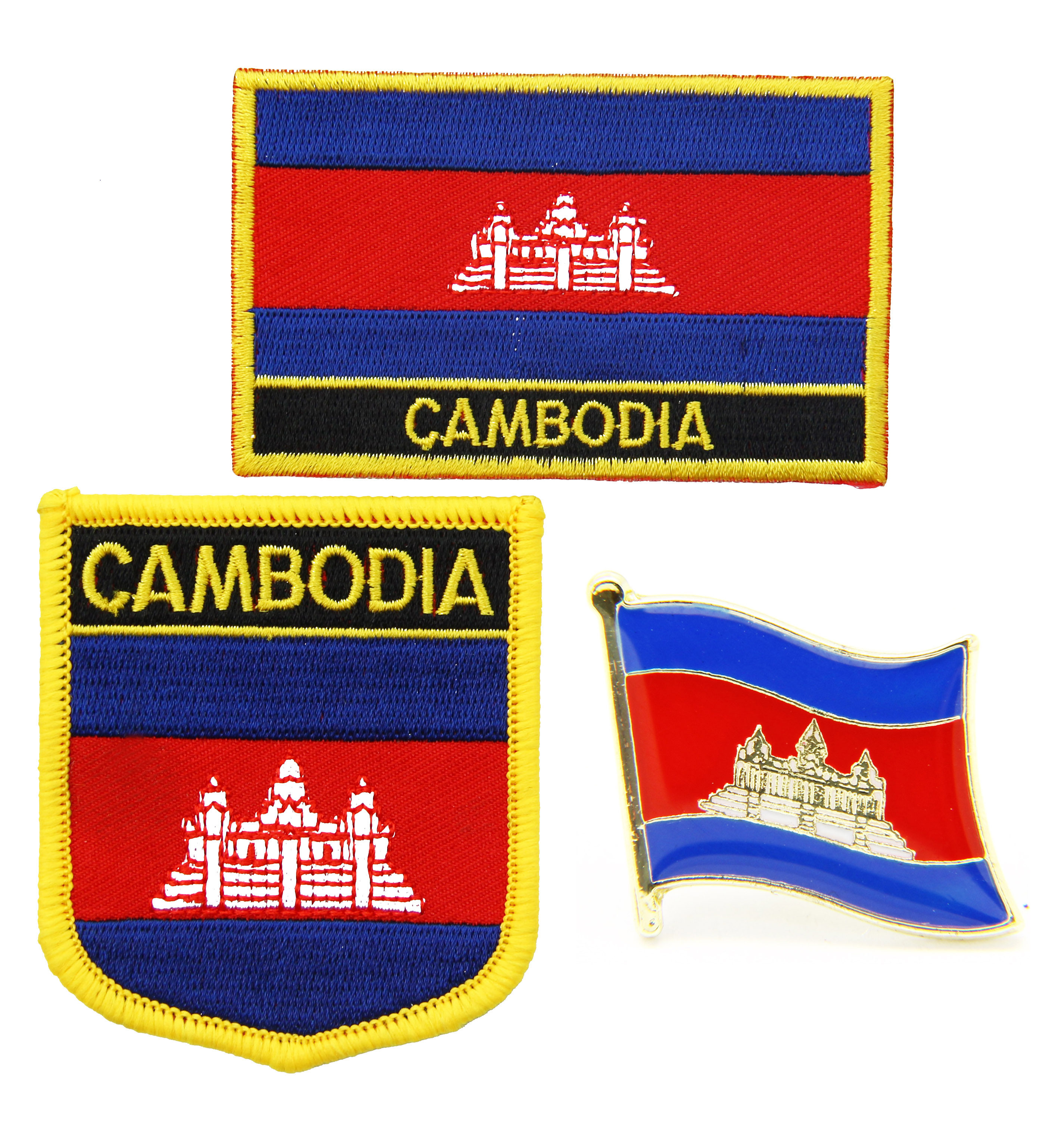 086 cambodia flag pin patch 柬埔寨国旗布贴 背胶臂章 徽章
