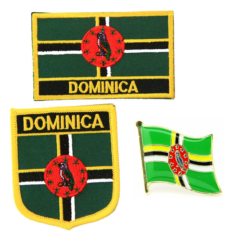 53 Dominica flag pin patch 多米尼克 国旗 布贴 背胶熨烫臂章