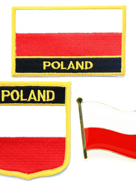 038 poland flag pin patch 波兰国旗布贴 熨烫背胶刺绣臂章 徽章