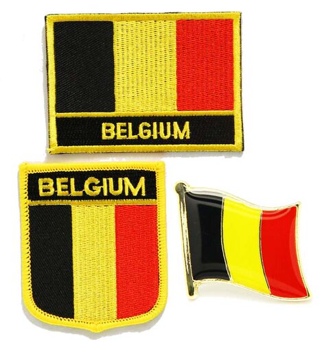034 Belgium flag pin patch比利时国旗布贴 背胶臂章 徽章 肩章