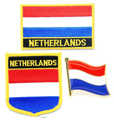 076 netherlands flag pin patch荷兰国旗布贴 背胶熨烫臂肩徽章