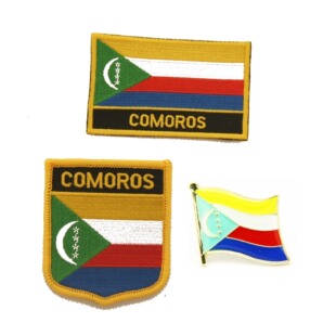 92 Comoros flag pin patch 科摩罗 国旗 布贴 徽章 背胶刺绣肩章