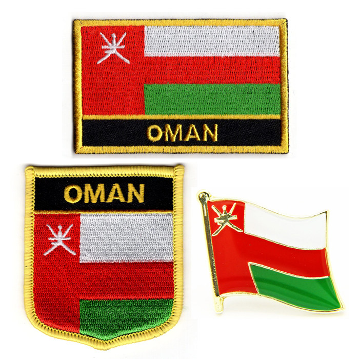 007 Oman flag pin patch 阿曼 国旗 布贴 徽章 背胶 刺绣 肩章