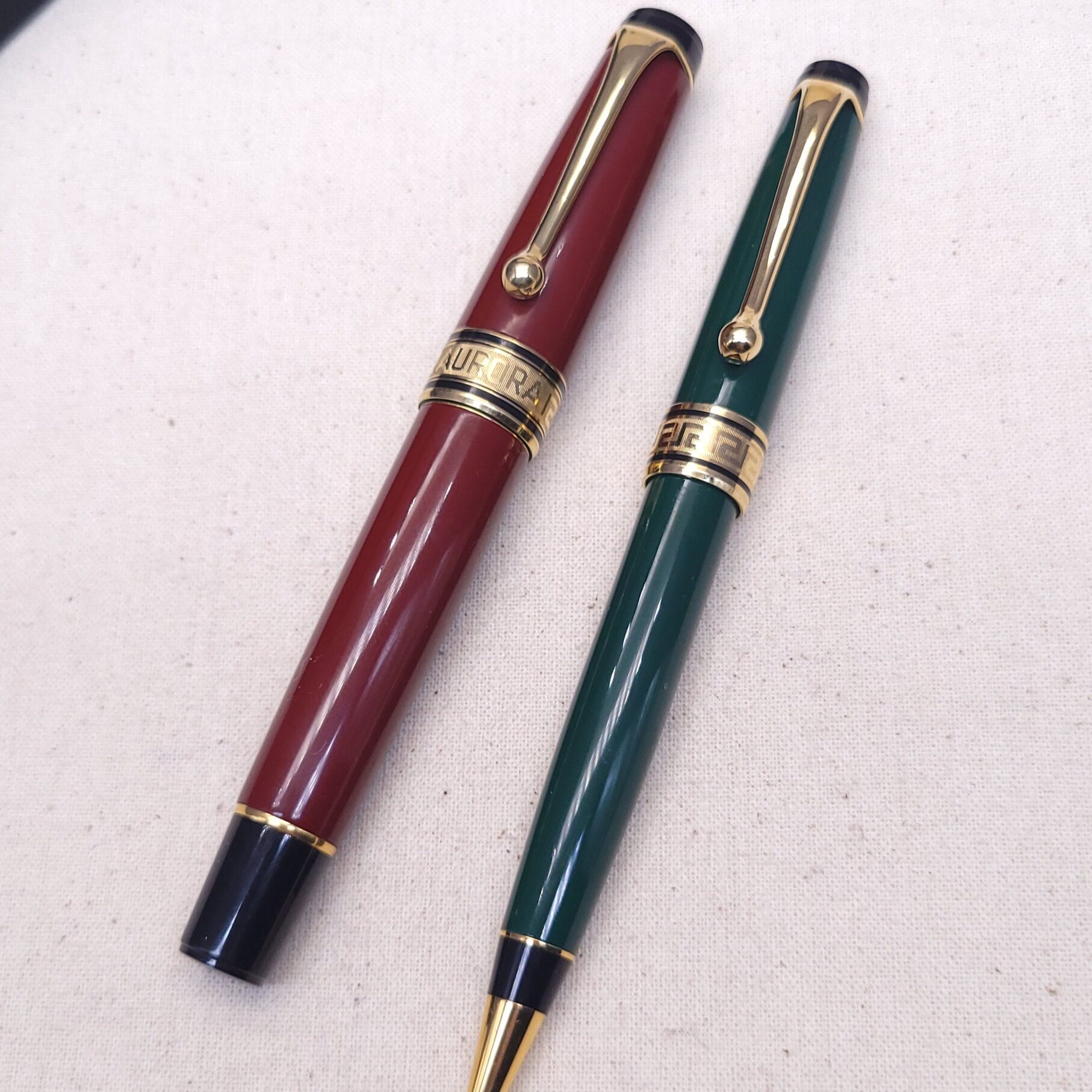 原装正品意大利钢笔aurora奥罗拉经典optima系列14k红绿定制套装