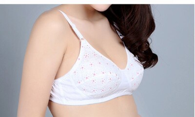 老款棉布透气薄款中老年文胸无钢圈镂空内衣胸罩老式布胸罩ab杯