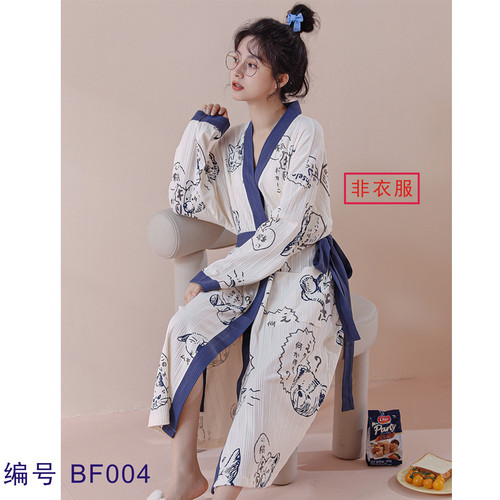加长款 睡裙 女睡衣 春秋浴袍 休闲 居家长袖 加大 加肥 BF004