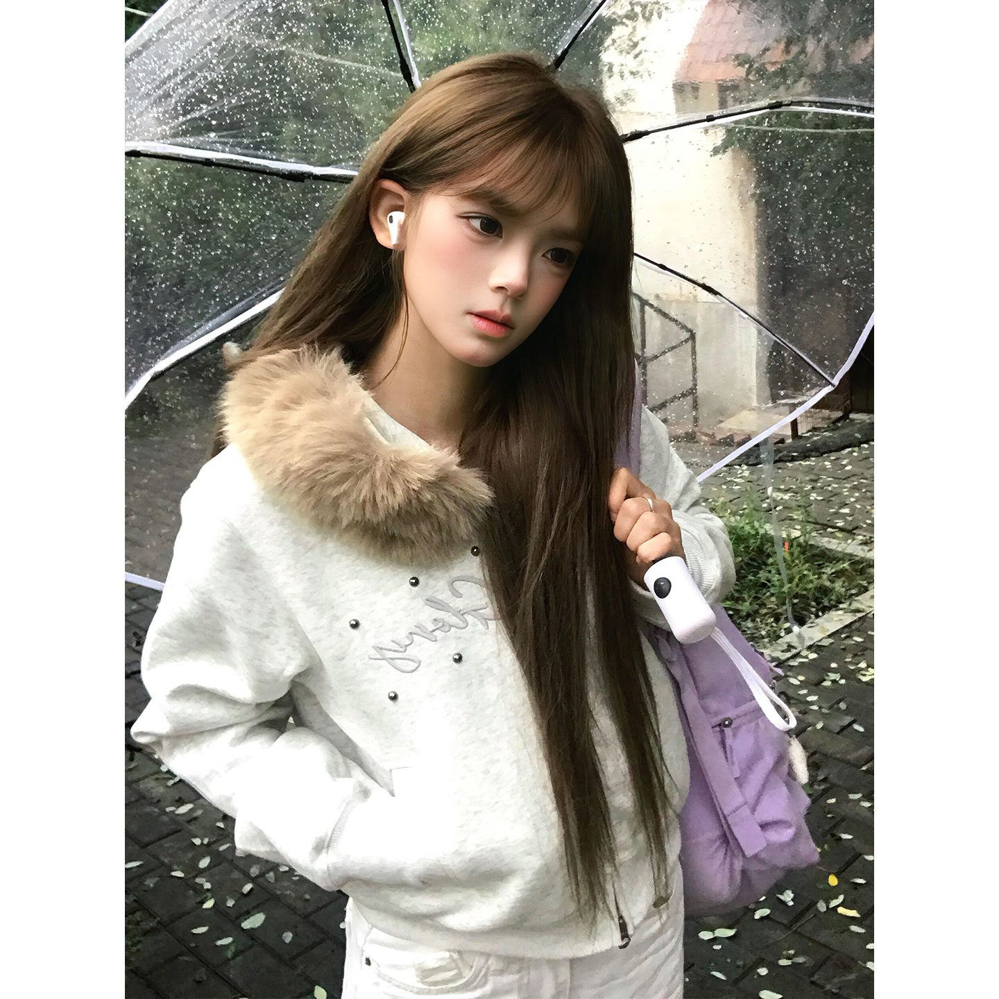 【免费试穿】美式毛领连帽卫衣