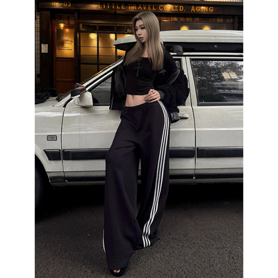 【免费试穿】美式黑色低腰卫裤