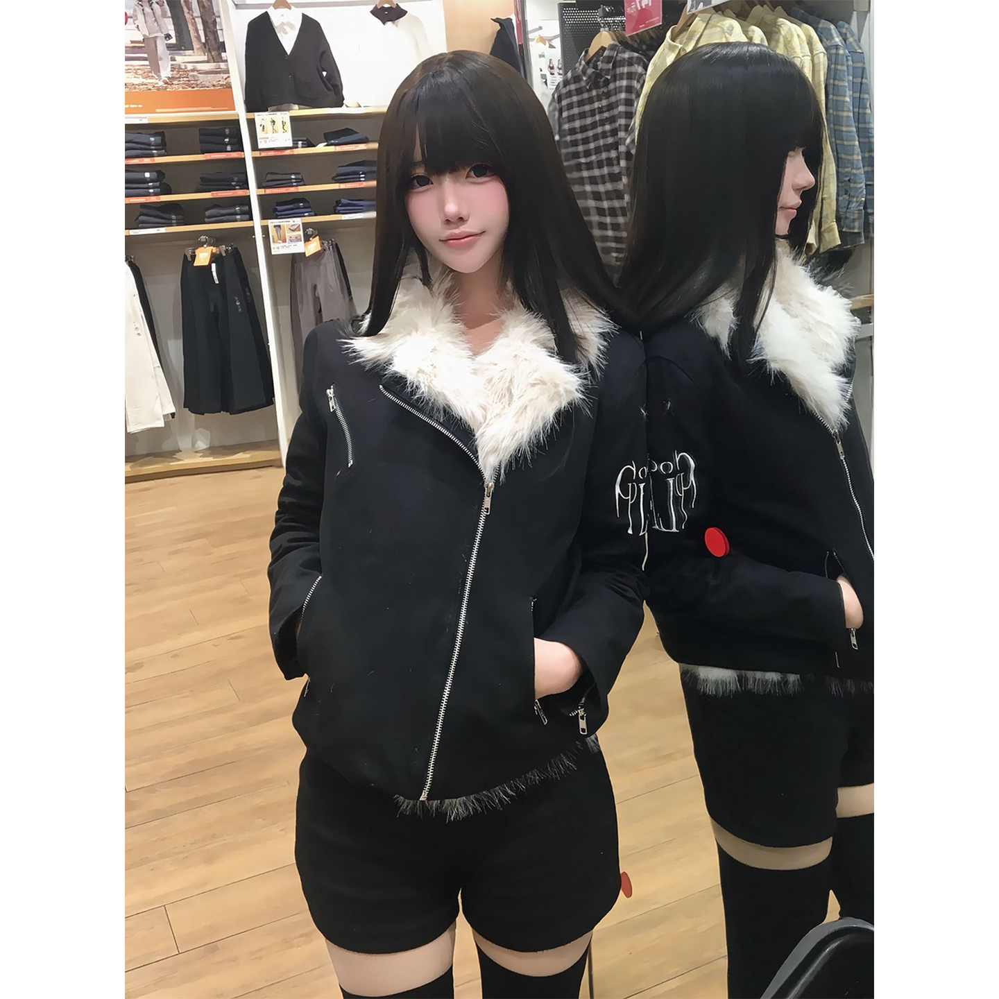 【赠运费险】亚文化黑色毛领外套