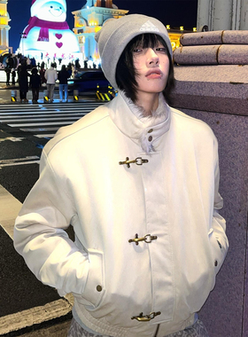 cleanfit哈灵顿棉服女冬季pu皮重磅座山雕外套街头风情侣短款上衣