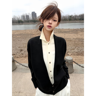 假两件高领毛衣女春季撞色拼接老钱风cleanfit针织衫通勤休闲上衣