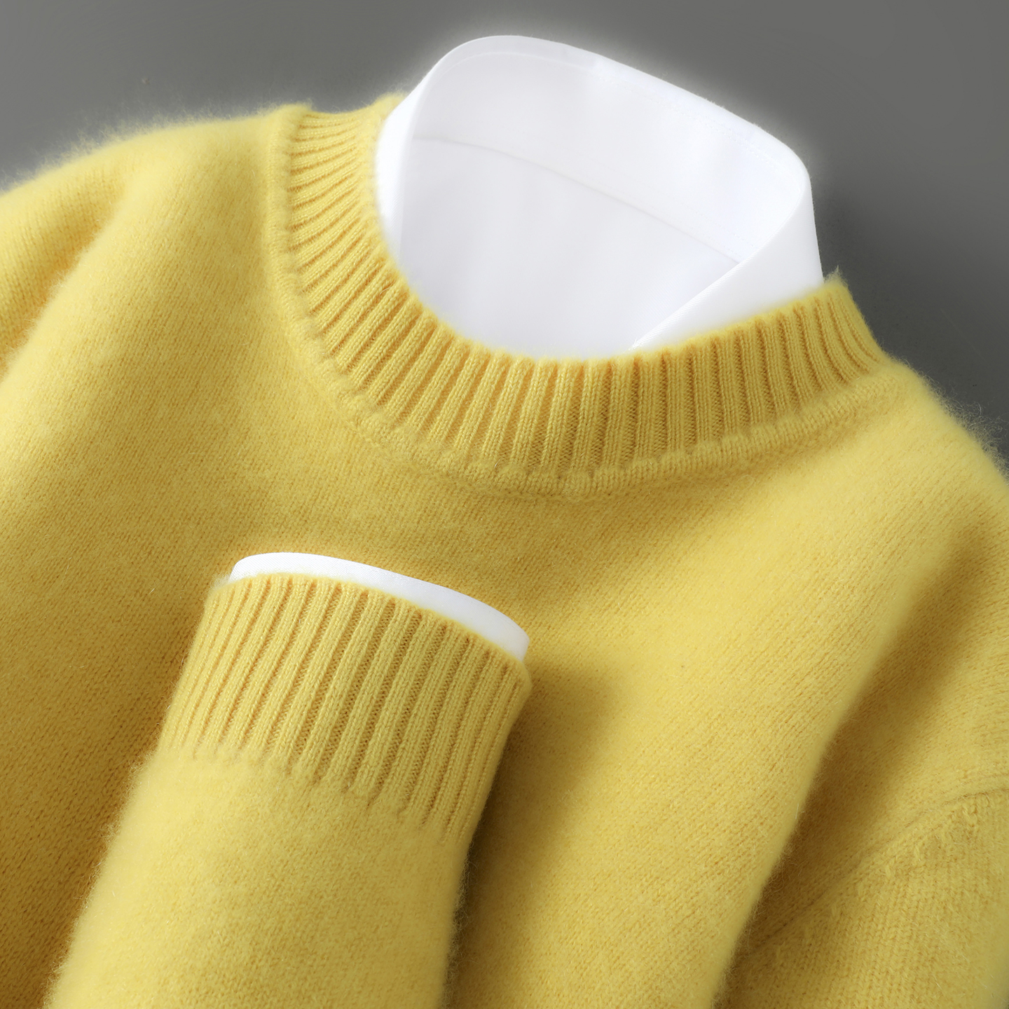 秋冬新款纯羊毛衫男士圆领加厚