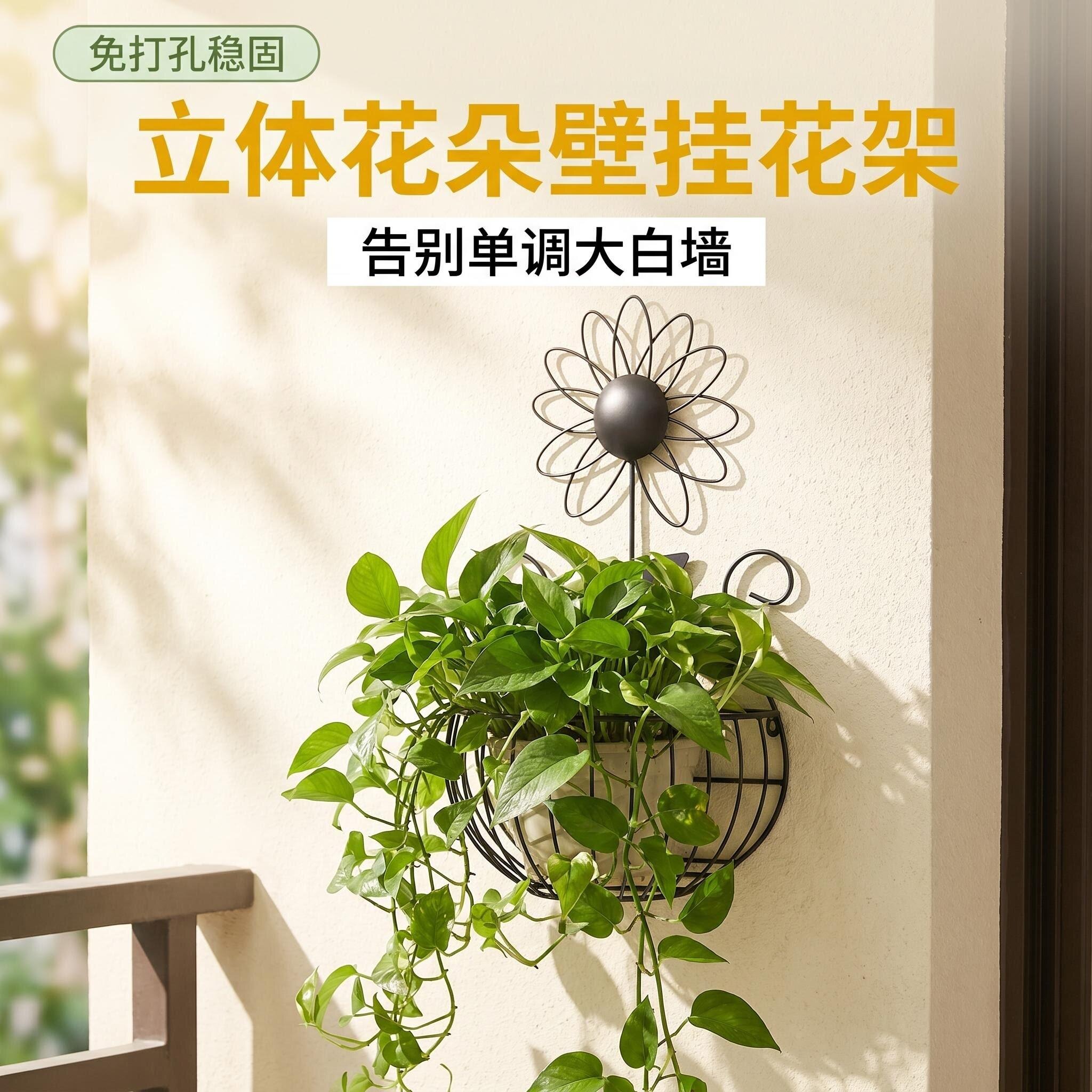 免打孔铁艺装饰立体花朵壁挂花架