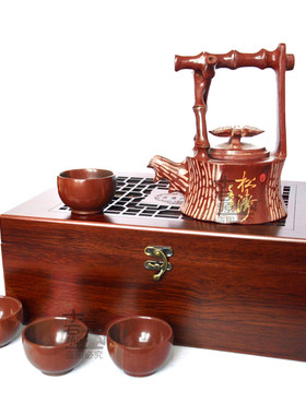 清幽风济南特产木鱼石套件茶具