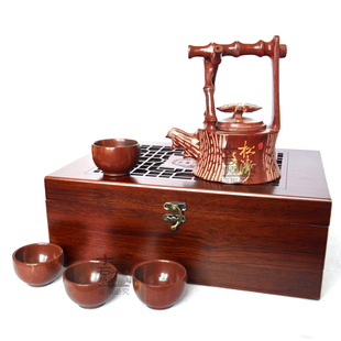 松涛树桩提梁茶壶正品济南特产木鱼石茶具茶杯茶海套件 高档礼品